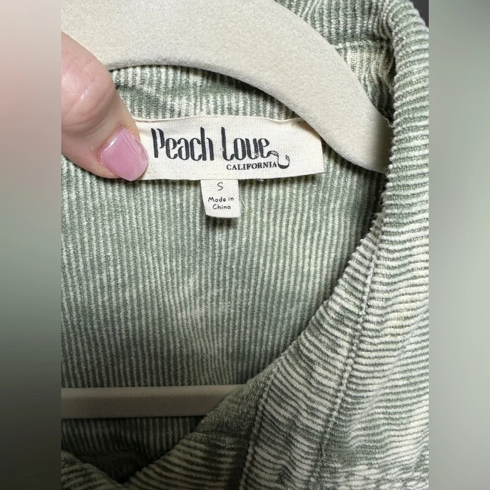Peach Love California Shacket Corduroy Green Ombre Tie Dye Long Sleeve Small